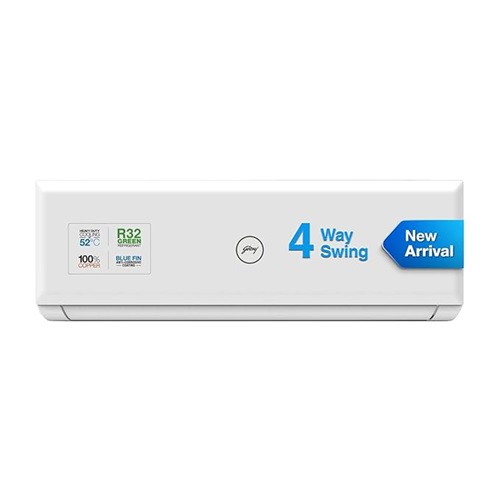 Godrej 1.5 Ton NON INVERTER 3 Star, 4-Way Air Swing Fixed Speed Split AC (Copper, Anti-Dust Filter, AC 1.5T DSS 18PFS3R32 - WWP - White)